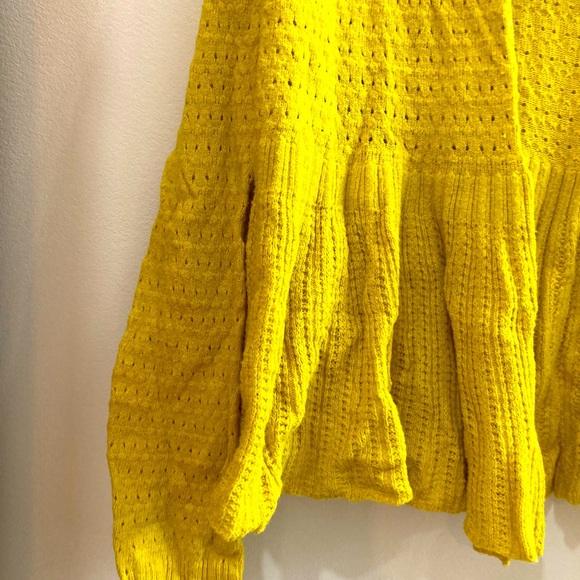 MOTH citron cardigan sweater size small. Pretty open weave pattern has peplum - Picture 2 of 10